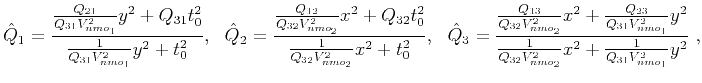 $\displaystyle \hat{Q}_1 =\frac{\frac{Q_{21}}{Q_{31}V^2_{nmo_1}}y^2 + Q_{31}t^2_...
...{nmo_1}}y^2}{\frac{1}{Q_{32}V^2_{nmo_2}}x^2 + \frac{1}{Q_{31}V^2_{nmo_1}}y^2}~,$