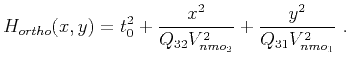 $\displaystyle H_{ortho}(x,y) = t^2_0 + \frac{x^2}{Q_{32}V^2_{nmo_2}} + \frac{y^2}{Q_{31}V^2_{nmo_1}}~.$