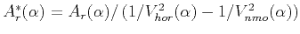 $ A^*_r (\alpha) = A_r(\alpha)/\left(1/V^2_{hor}(\alpha) -1/V^2_{nmo}(\alpha)\right)$