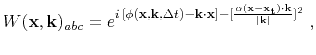 $\displaystyle W(\mathbf{x},\mathbf{k})_{abc} = e^{i \left[\phi(\mathbf{x},\mat...
...pha (\mathbf{x}-\mathbf{x_t}) \cdot \mathbf{k}}{\vert\mathbf{k}\vert}]^2 } \; ,$