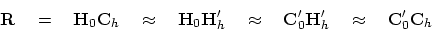 \begin{displaymath}
\bold R \eq
\bold H_0 \bold C_h
\quad\approx\quad
\bold H_...
... \bold C'_0 \bold H'_h
\quad\approx\quad
\bold C'_0 \bold C_h
\end{displaymath}