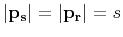 $\vert{ \bf p}_{ \bf s}\vert=\vert{ \bf p}_{ \bf r}\vert=s$