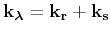 ${\bf k}_ {\boldsymbol{\lambda}} = {\bf k}_{\bf r}+{\bf k}_{\bf s}$