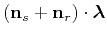 $\displaystyle \left ({\bf n}_s+ {\bf n}_r\right)\cdot {\boldsymbol{\lambda}}$
