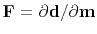 $\bold F=\partial \bold d/\partial \bold m$