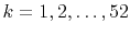 $k=1,2,\ldots,52$