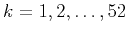 $k=1,2,\ldots,52$
