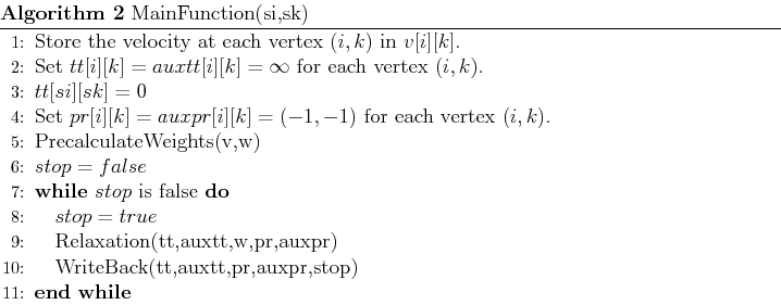 \begin{algorithm}
% latex2html id marker 45\caption{MainFunction(si,sk)}
\...
...E WriteBack(tt,auxtt,pr,auxpr,stop)
\ENDWHILE
\end{algorithmic}\end{algorithm}