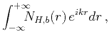 $\displaystyle \int_{-\infty}^{+\infty}\hspace{-3mm}N_{H,b}(r)\,e^{ikr}dr\,,$
