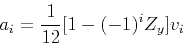 \begin{displaymath}
a_i=\frac{1}{12}[1-(-1)^iZ_y]v_i
\end{displaymath}