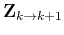 $\mathbf{Z}_{k \rightarrow k+1}$
