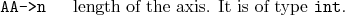 \begin{desclist}{\tt }{\quad}[\tt ]
\setlength \itemsep{0pt}
\item[AA->n] length of the axis. It is of type \texttt{int}.
\end{desclist}