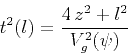 \begin{displaymath}
t^2(l) = {{4 z^2 + l^2} \over V_g^2(\psi)}
\end{displaymath}