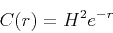 \begin{displaymath}
C(r)=H^2e^{-r} \
\end{displaymath}