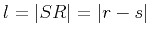 $l=\vert SR\vert=\vert r-s\vert$