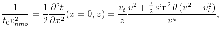 $\displaystyle \frac{1}{t_0 v_{nmo}^{2}} = \frac{1}{2} \frac{\partial^{2} t}{\pa...
... \frac{v^{2} +\frac{3}{2} \sin^{2}\theta \left(v^{2}-v_{t}^{2} \right)}{v^{4}},$