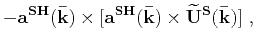 $\displaystyle -\mathbf{a^{P}}(\mathbf{\bar{k}})\times[\mathbf{a^{P}}(\mathbf{\bar{k}})\times\mathbf{\widetilde{U}}(\mathbf{\bar{k}})]~,$