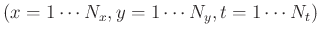 $(x=1\cdots N_x,y=1\cdots N_y,t=1\cdots N_t)$