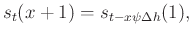 $\displaystyle s_t(x+1)=s_{t-x\psi\Delta h}(1),$