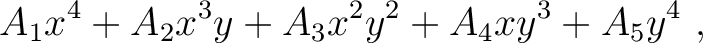 $\displaystyle A_1x^4+A_2x^3y+A_3x^2y^2+A_4xy^3+A_5y^4~,$
