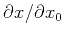 $\partial x/\partial x_0$